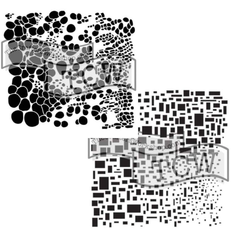 The Crafter's Workshop The Crafterâ€™s Workshop - Reusable Science-Themed Stencil for Painting and Crafts â€“ Unique Abstract Background for Mixed Media â€“ 2 Pk, 6" x 6" â€“ Cell Theory/Cubist - Image 1